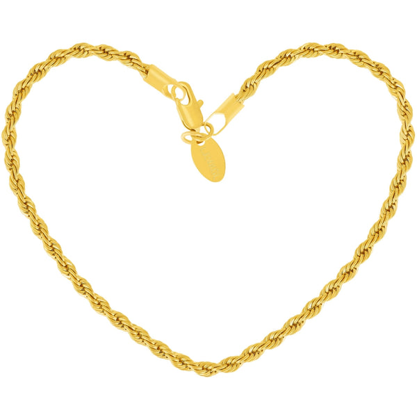 Gold Plated 3mm Rope Bracelet