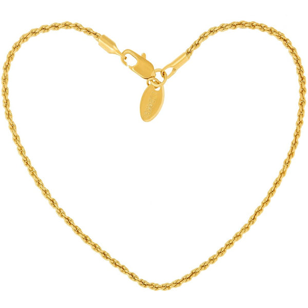 Gold plated 1mm Rope Chain Anklet