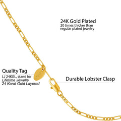 Gold Plated 2.5mm Figaro Chain Anklet