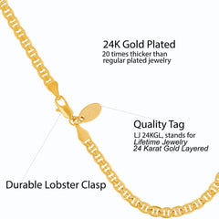 Gold Plated 4mm Mariner Link Chain Anklet