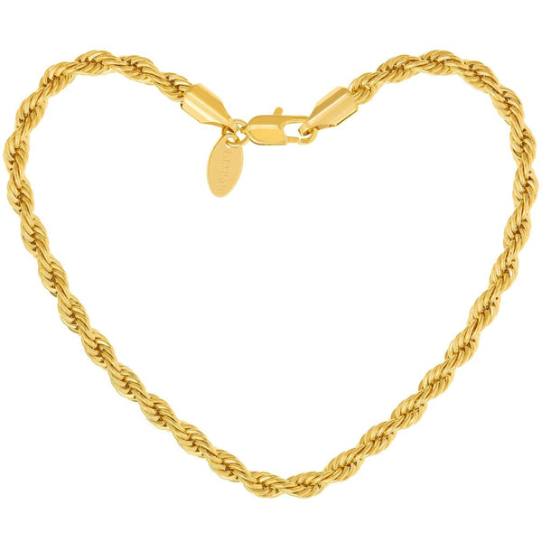 5mm Rope Chain Bracelet Gold / 7