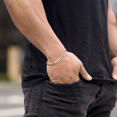 Gold Plated 7mm Figaro Bracelet