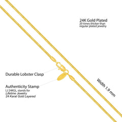 Gold Plated 1.9mm Snake Chain Necklace