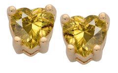 Gold Plated Cubic Zirconia Heart Birthstone Stud Earrings Citrine