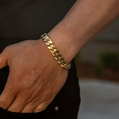 Gold Plated 12mm Miami Curb Cuban Link Chain Bracelet