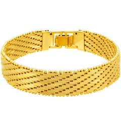 Gold Plated 13mm Vintage Flat Basket Weave Bracelet