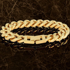Gold Plated 14mm Diamond Cut Miami Curb Cuban Link Bracelet