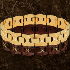 Gold Plated 15mm Diamond Cut Star and Arrows Link Bracelet