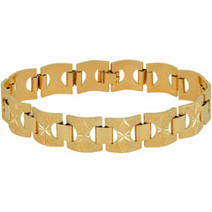 Gold Plated 15mm Diamond Cut Star and Arrows Link Bracelet