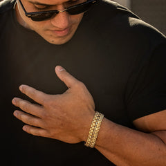 Gold Plated 18mm Wide Brick Bracelet
