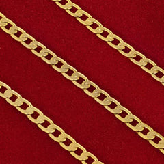 Gold Plated 3mm Beveled Cuban Link Curb Chain Necklaces