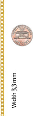 Gold Plated 3mm Beveled Cuban Link Curb Chain Necklaces