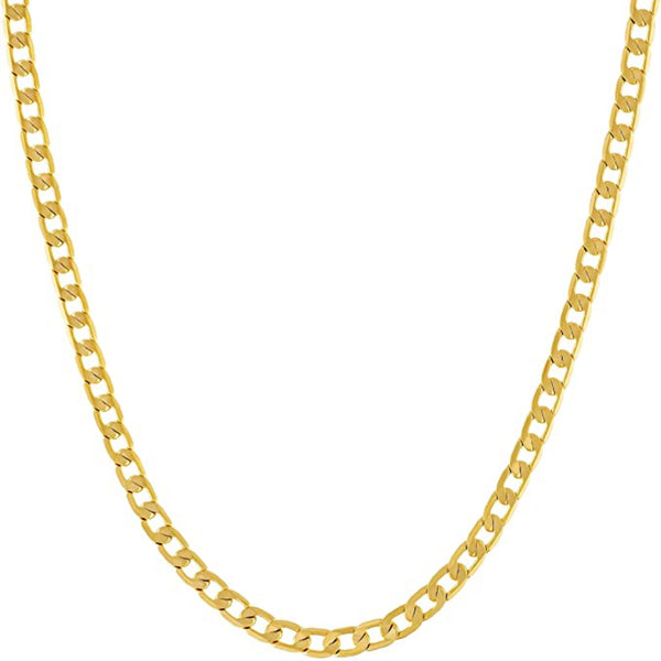 Gold Plated 3mm Beveled Cuban Link Curb Chain Necklaces