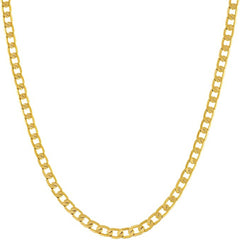 Gold Plated 3mm Beveled Cuban Link Curb Chain Necklaces