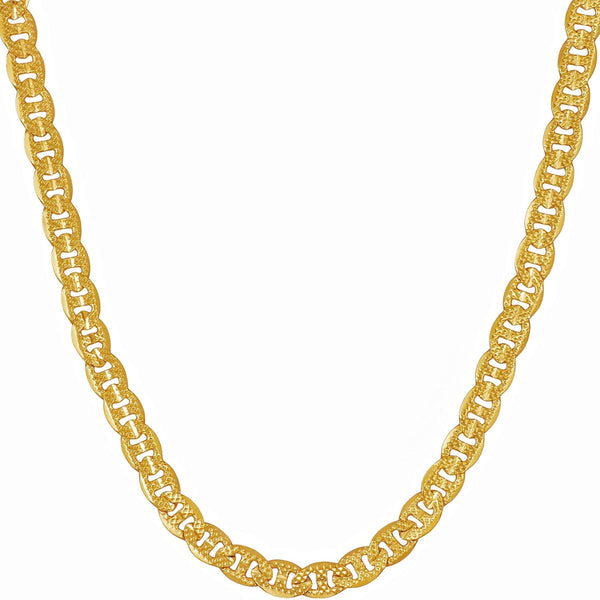 Gold Plated 3mm Crushed Mariner Chain Necklace