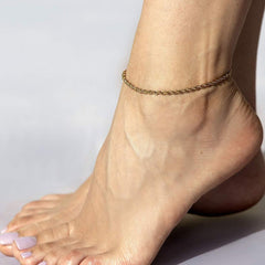 Gold Plated 3mm Rope Chain Anklet