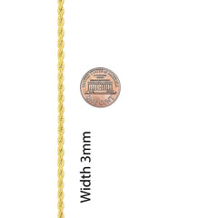 Gold Plated 3mm Rope Chain Anklet