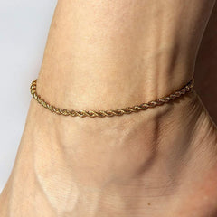 Gold Plated 3mm Rope Chain Anklet