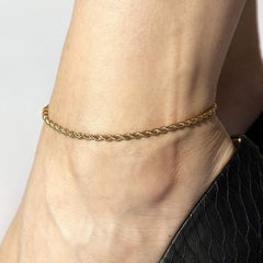 Gold Plated 3mm Rope Chain Anklet
