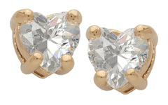 Gold Plated Cubic Zirconia Heart Birthstone Stud Earrings Diamond