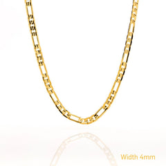Gold Plated 4mm Figaro Chain Necklace
