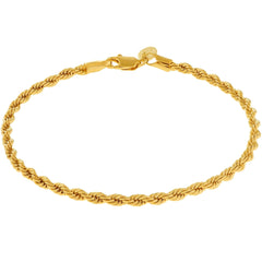 4mm Rope Chain Bracelet Gold plated