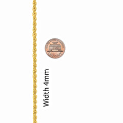 4mm Rope Chain Bracelet Gold plated