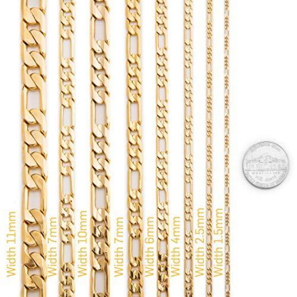 Gold Plated Lifetime Jewelry 6mm Figaro Chain Gold Necklace