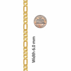 Gold Plated 6mm Swiss Diamond Cut Figaro Chain Necklaces