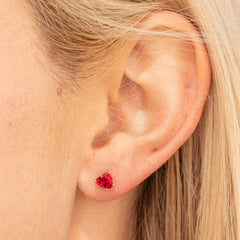 Gold Plated Cubic Zirconia Heart Birthstone Stud Earrings