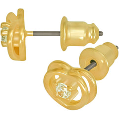 Gold Plated 8mm Cubic Zirconia Heart Stud Earrings