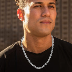 Gold Plated 8mm Rope Chain Necklace Stainless Steel