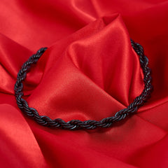 Gold Plated 8mm Rope Chain Necklace Black