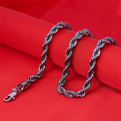 Gold Plated 8mm Rope Chain Necklace Gunmetal