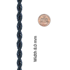 Gold Plated 8mm Rope Chain Necklace Black