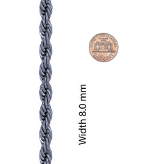 Gold Plated 8mm Rope Chain Necklace Gunmetal