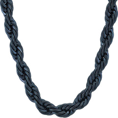 Gold Plated 8mm Rope Chain Necklace Black