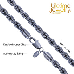 Gold Plated 8mm Rope Chain Necklace Gunmetal