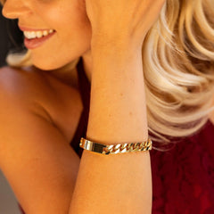 Gold Plated 9mm Cuban Link ID Bracelet