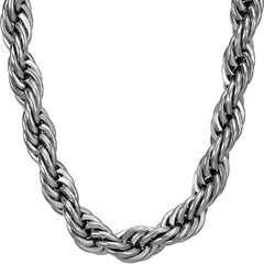 Gold Plated 9mm Rope Chain Necklace Stainless Steel