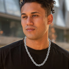 Gold Plated 9mm Rope Chain Necklace Stainless Steel
