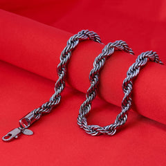 Gold Plated 9mm Rope Chain Necklace Gunmetal