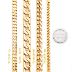 Gold Plated 9mm Cuban Link Chain (Round)