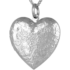 White Gold Plated Antique Heart Locket Necklace