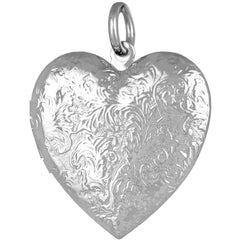 White Gold Plated Antique Heart Locket Necklace