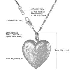 White Gold Plated Antique Heart Locket Necklace