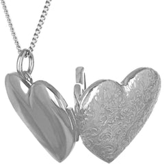 White Gold Plated Antique Heart Locket Necklace