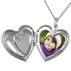 White Gold Plated Antique Heart Locket Necklace