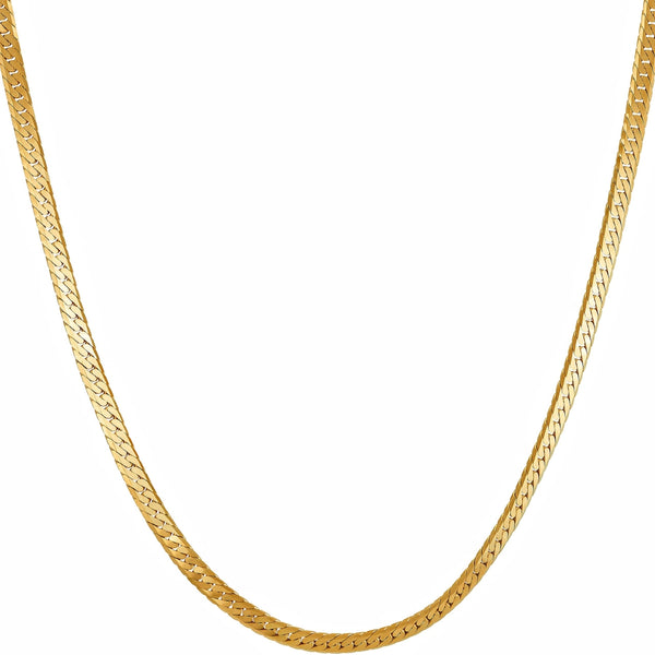 Gold Plated 2.5mm Beveled Herringbone Chain Necklace