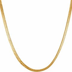 Gold Plated 2.5mm Beveled Herringbone Chain Necklace